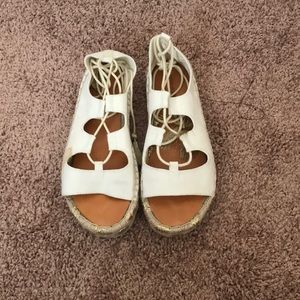 White tan gold espadrilles